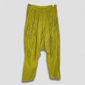 Vintage Peasant Culottes Costume Billowy Wide-Leg Stretchy Cotton Lime Green OS